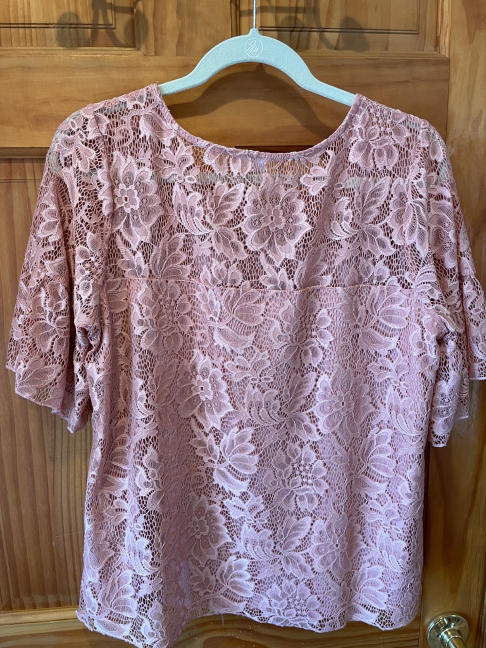 Dressbarn Rose Floral Lace Short-Sleeve Top - Picture 8 of 11
